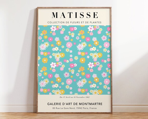 Pastel Matisse Flower Cut Outs Poster Flower Market Print Matisse Botanical Exhibition Poster Blue Pink Matisse Poster Mp084