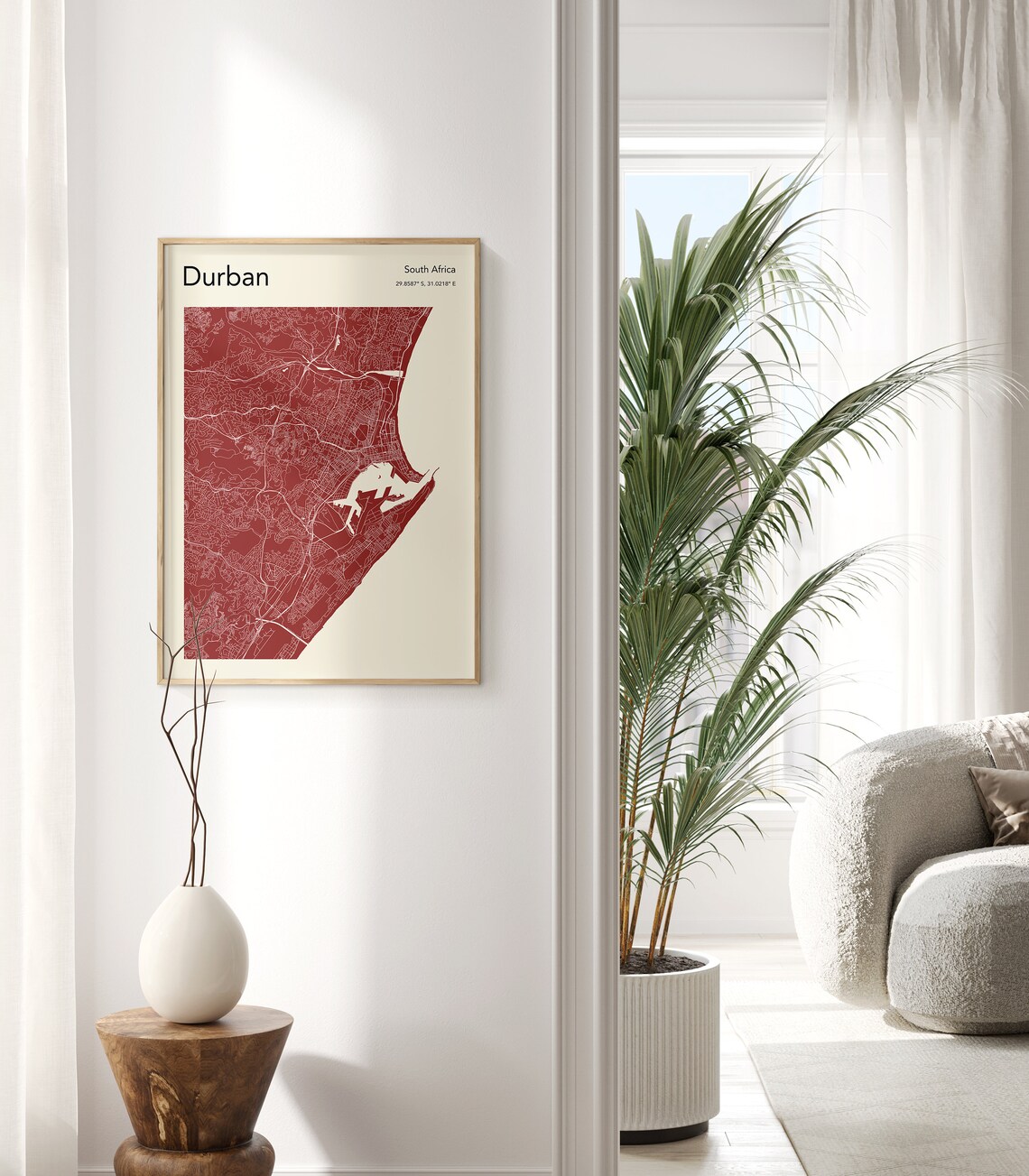 Durban South Africa Mustard Minimalist City Map Decor Poster - Image 2