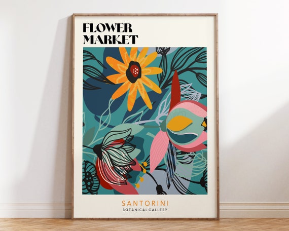 Santorini Flower Market Abstract Flowers Art Print