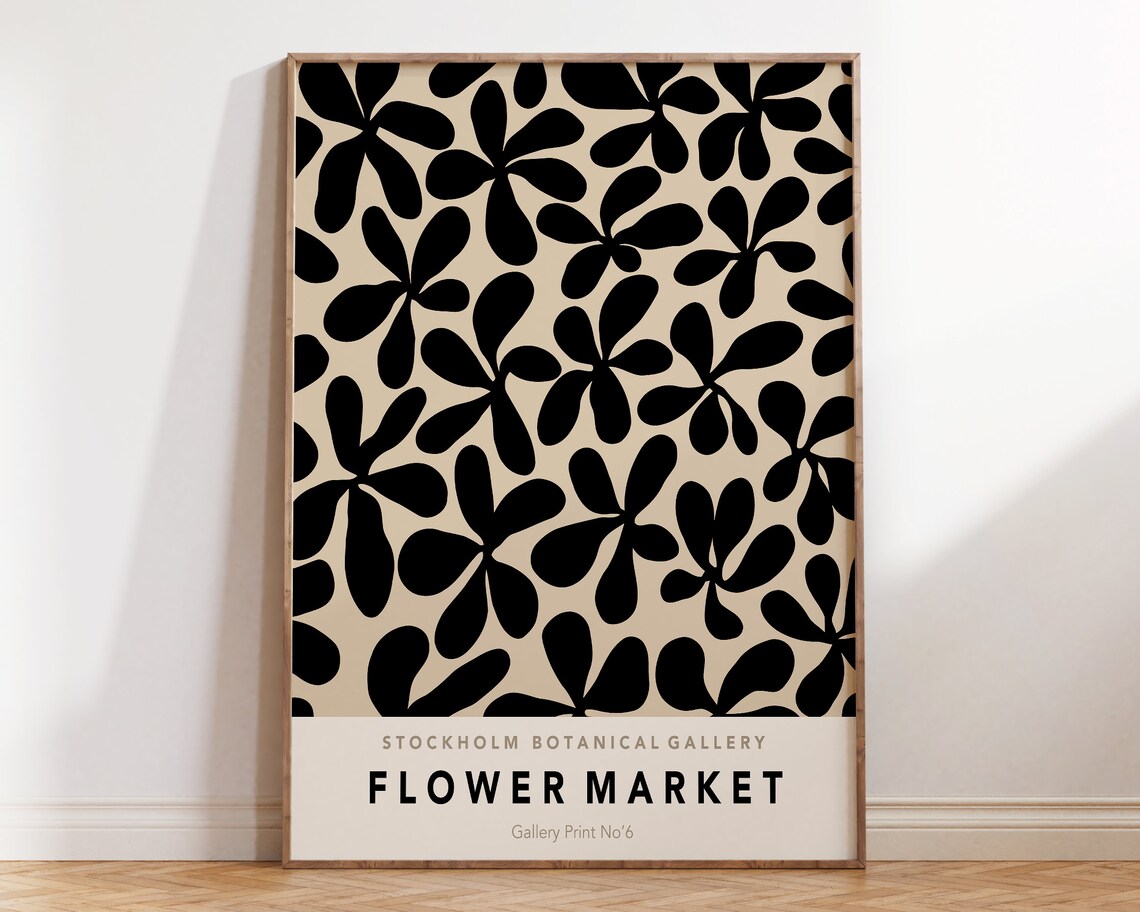 Stockholm Flower Market Black Gold Botanical Gallery Art Poster No 6