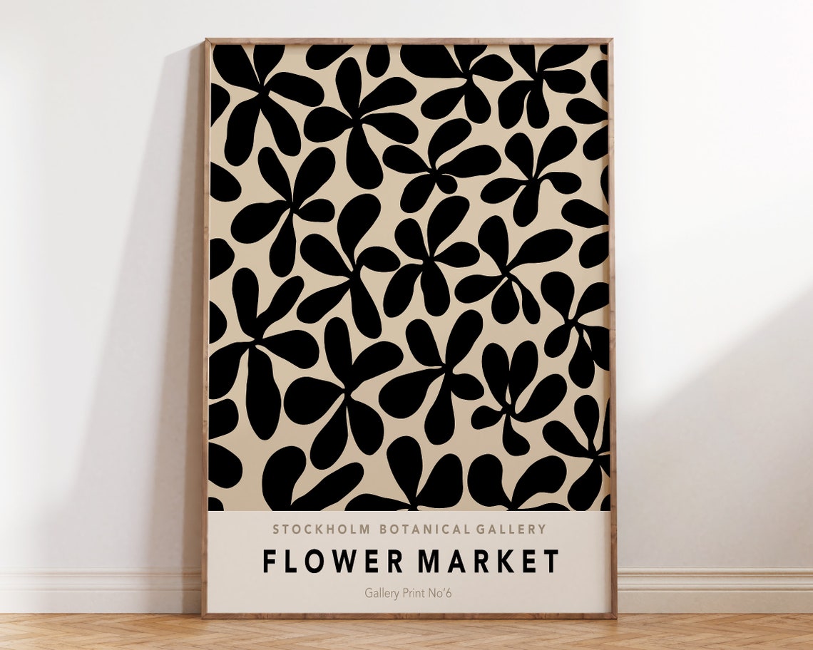 Stockholm Flower Market Poster Neutral Tones Flower Market Abstract Floral Poster Retro 70s Flower Market Bohemian Floral Print F098