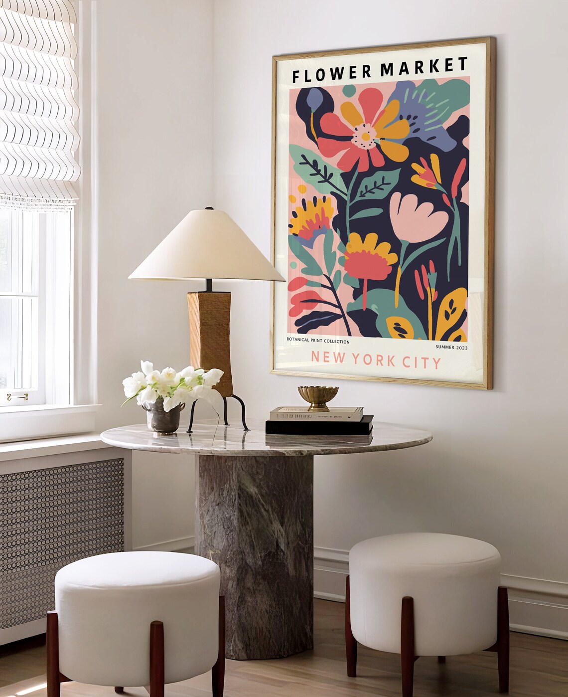 Colourful Flower Market New York City Floral Art Print - Image 3