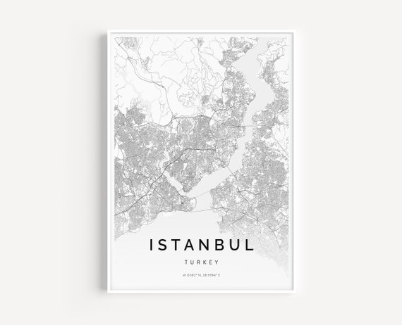 Minimal Istanbul City Map, Turkey Travel Poster