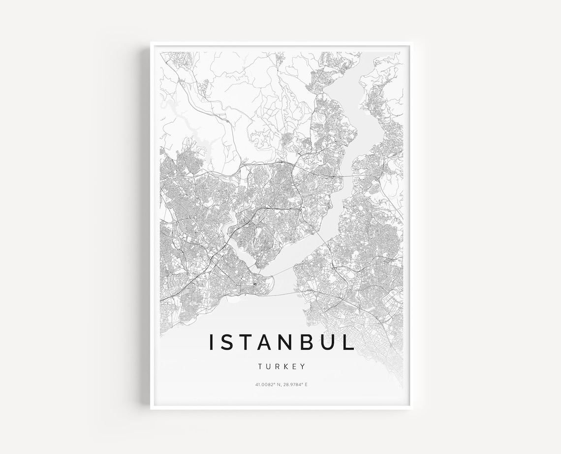 Minimal Istanbul City Map, Turkey Travel Poster