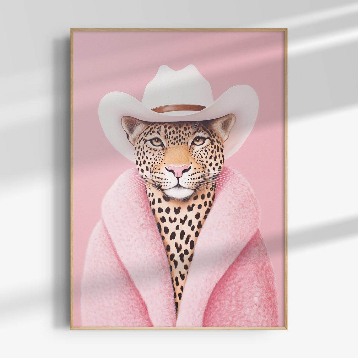 Cowgirl Leopard White Cowboy Hat Painting Pink Western Poster - Image 4