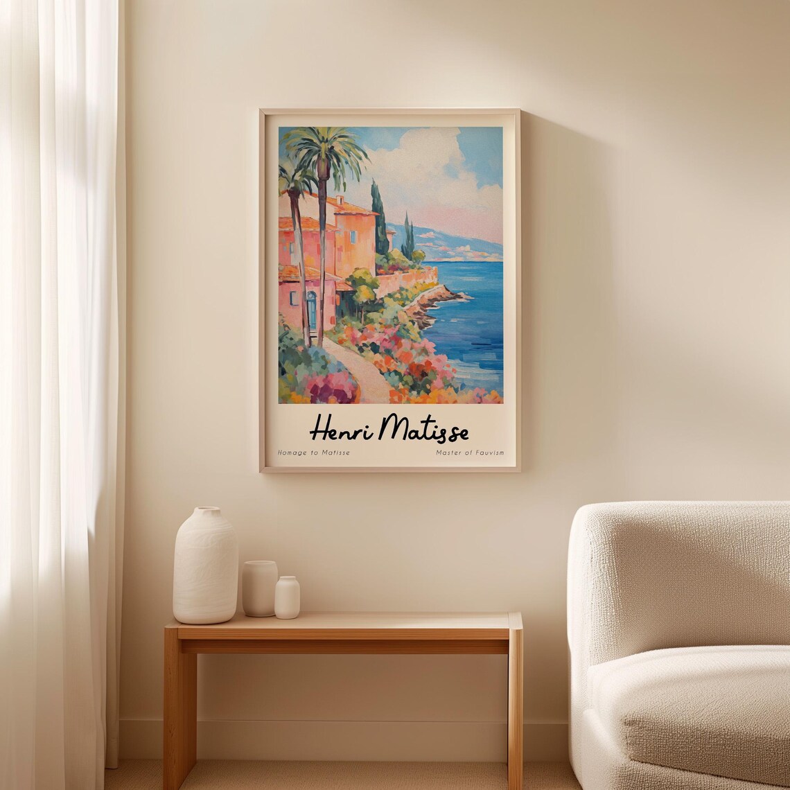 Henri Matisse Homage Coastal Villa Painting Palms Exhibition Print - Image 3
