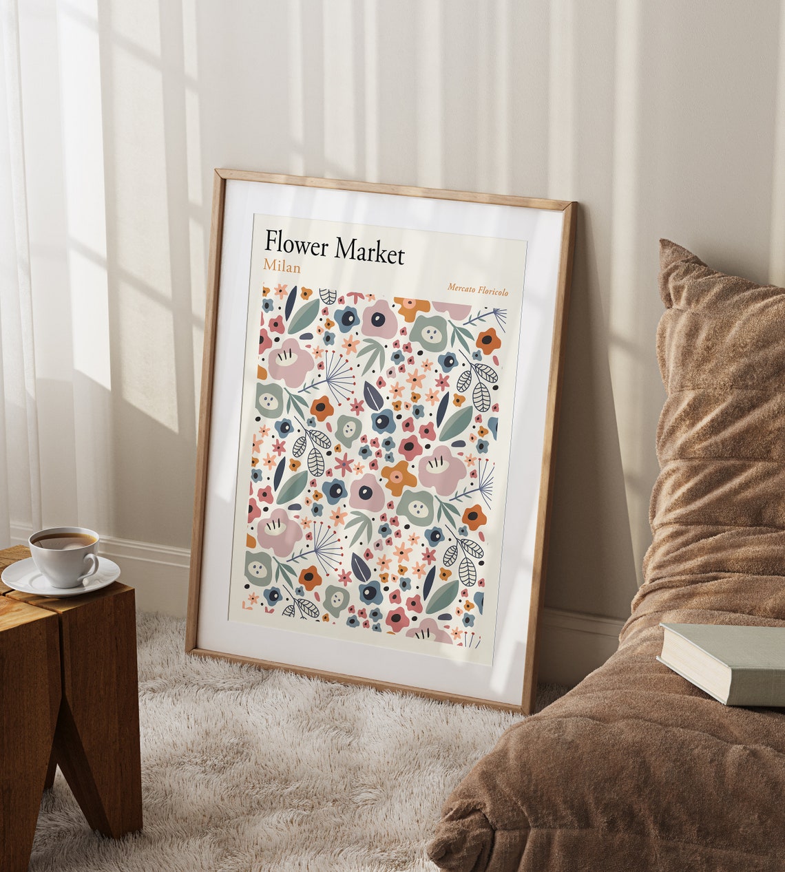 Milan Mercato Floricolo Pastel Botanical Flower Market Art Poster