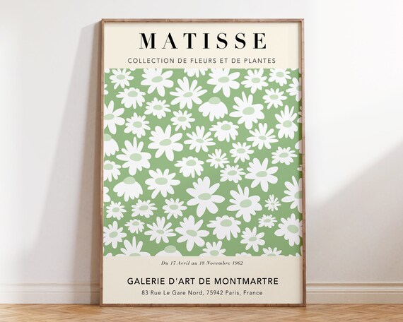 Sage Green Matisse Exhibition Poster Pastel Flower Market Pastel Matisse Wall Art Boho Floral Flower Market Print Mp106