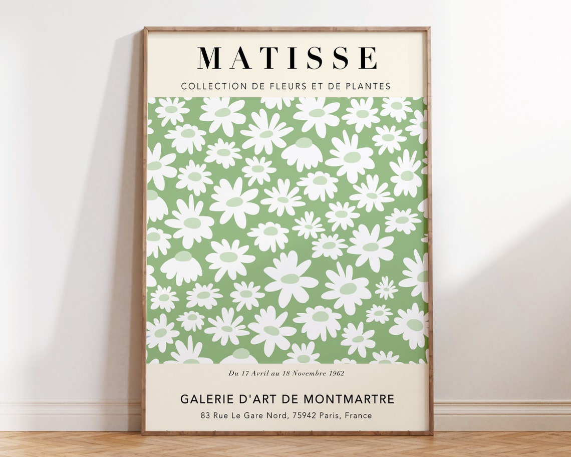 Matisse 1962 Green Daisy Montmartre Flower Exhibition Poster