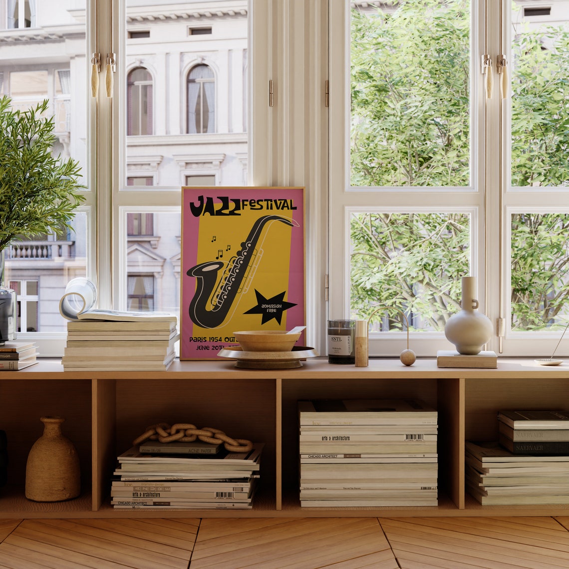 Paris Jazz Festival Poster Mid Century Jazz Art Print Colourful Jazz Print Jazz Music Wall Art Retro Music Poster Mu103 - Image 2