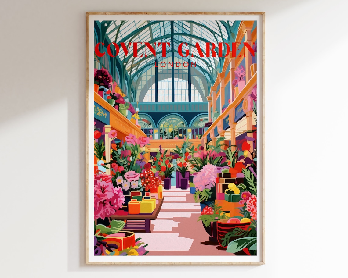 Covent Garden Flower Market London Travel Poster