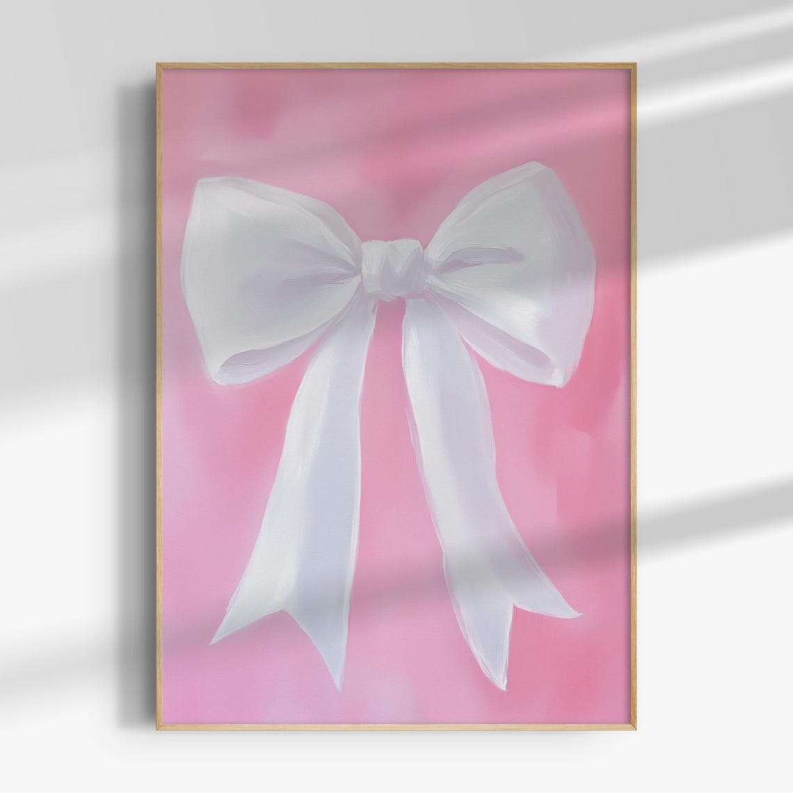 White Bow On Pink Watercolour Painting Preppy Coquette Girly Poster - Image 4