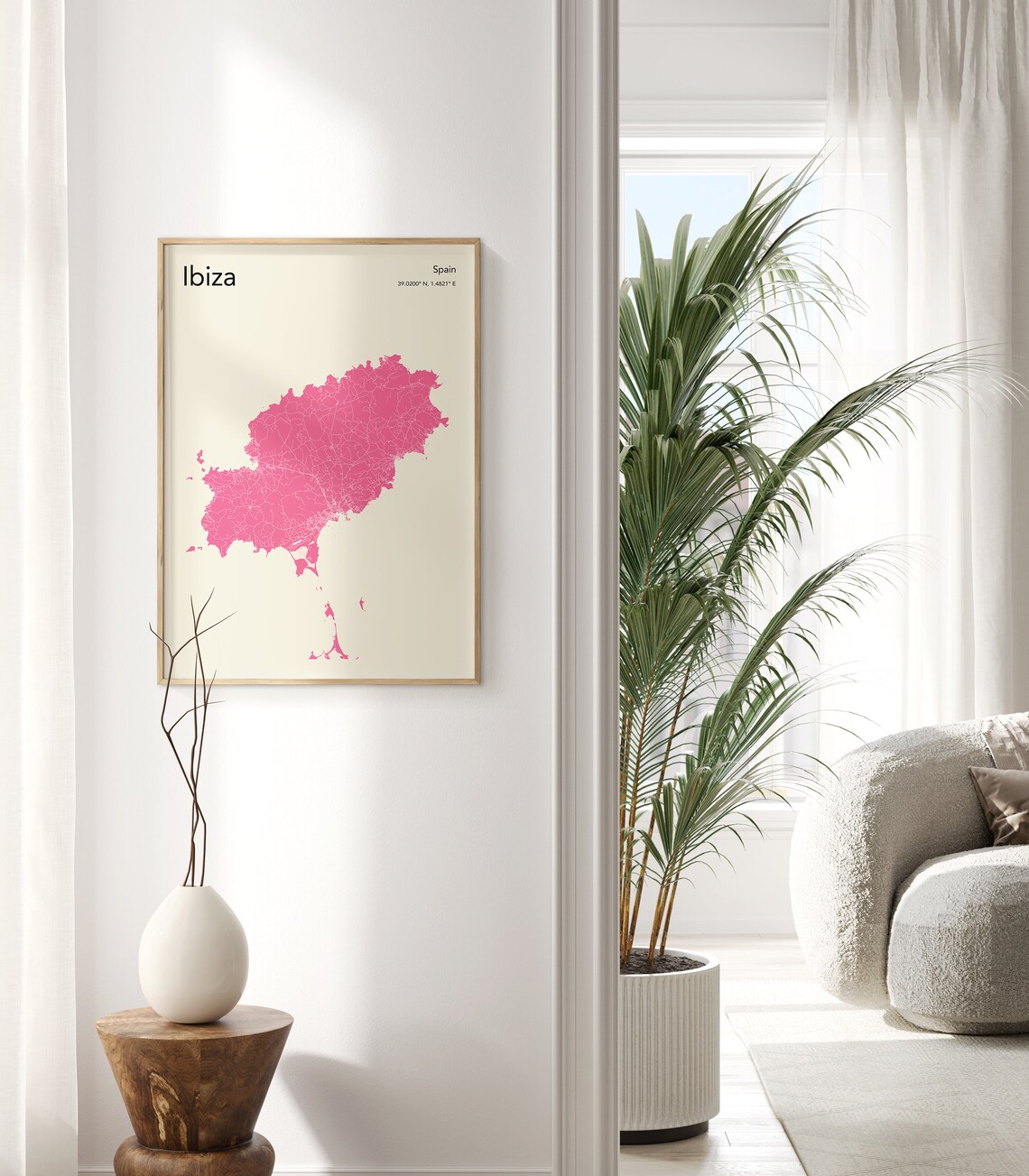 Ibiza Spain Mustard Minimalist Island Street Map Decor Poster - Image 2