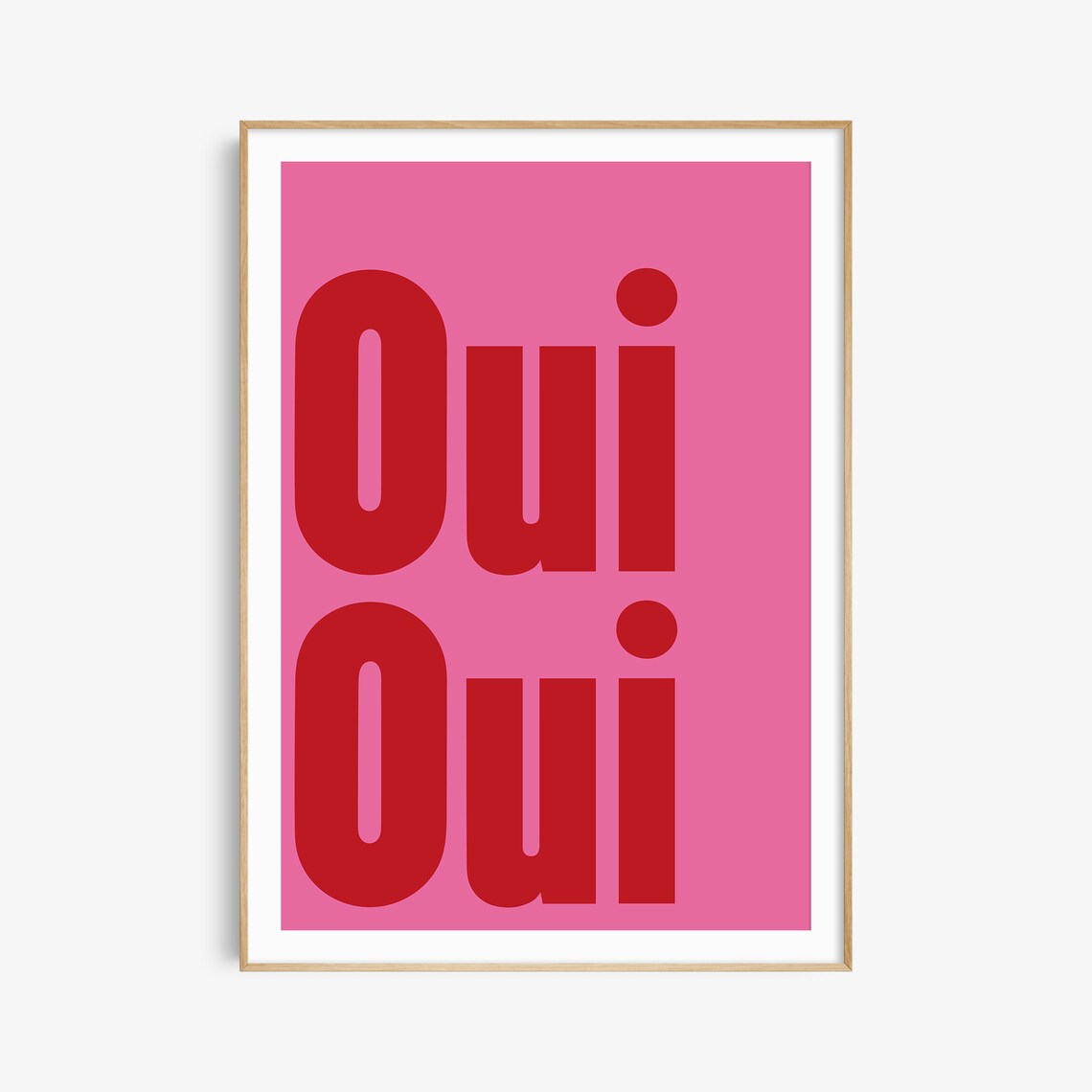 Oui Oui Bold Red Typography Pink French Minimalist Art Poster - Image 3