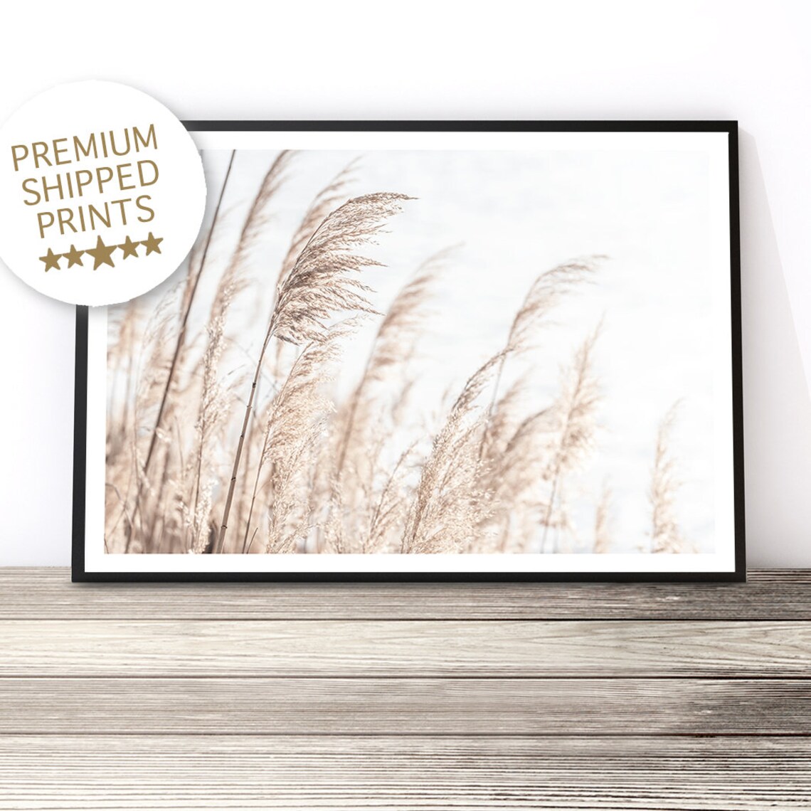 Pampas Grass Boho Neutral Bedroom Wall Art Print