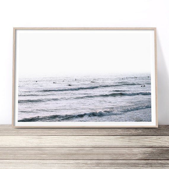 Waiting For Waves Surf Wall Art Print Coastal Wall Art Ocean Artwork Surfer Print Surf Decor