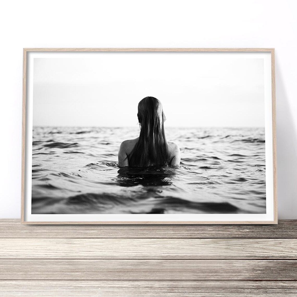 Ocean Beach Black and White Photography Art Print