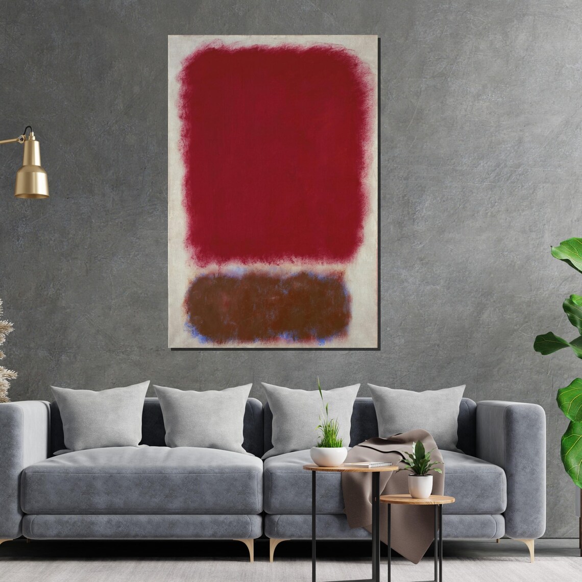 Red and Brown Color Block Minimalist Abstract Modern Art Poster - Image 2