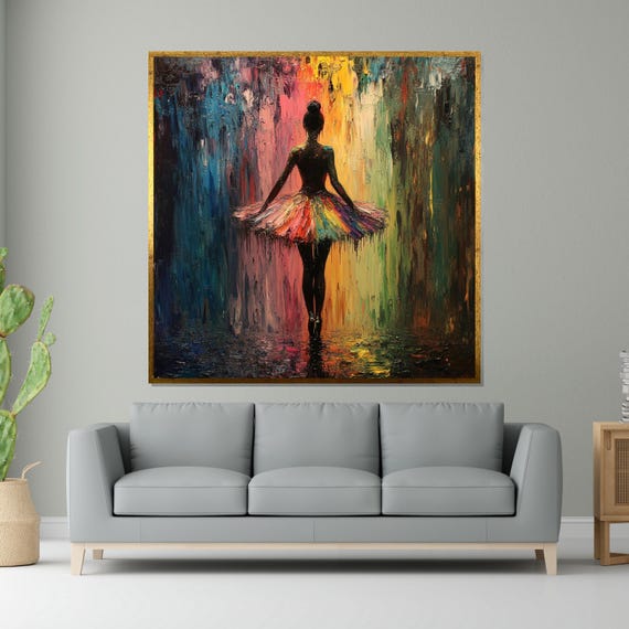 Colorful Ballerina Ballet Wall Art Multicolor Dance Print Abstract Dance Design Ready To Hang Home Decor Wall Art