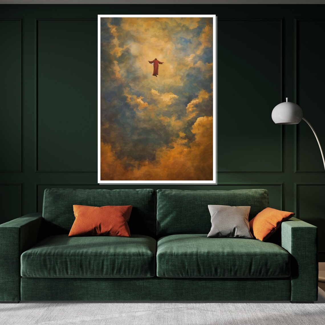 Heavenly Ascension Of Jesus Golden Clouds Divine Christian Wall Art - Image 3