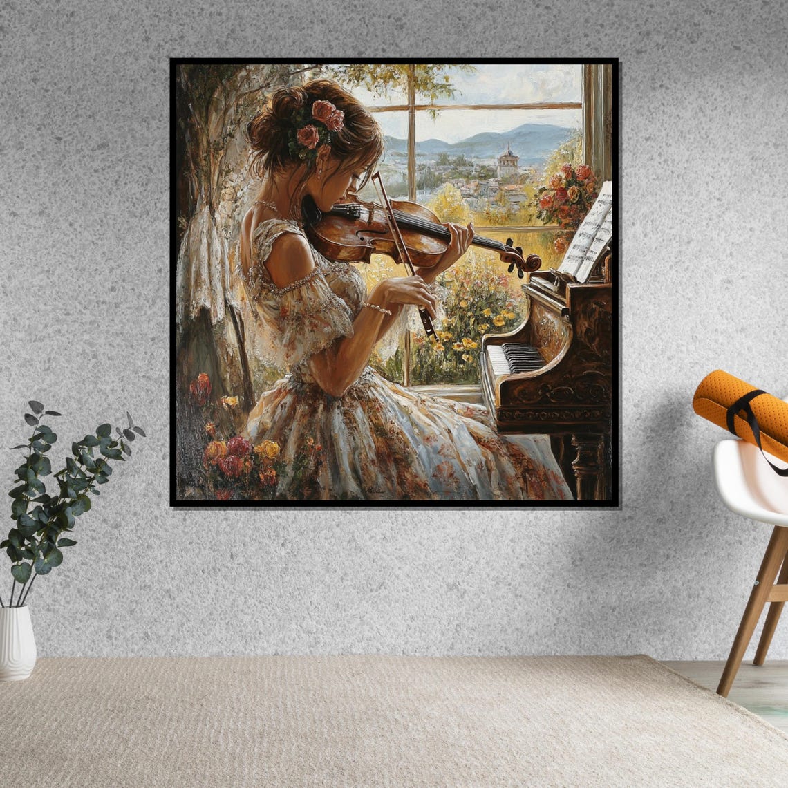 Romantic Woman Playing Violin By The Window Classical Music Poster - Image 5