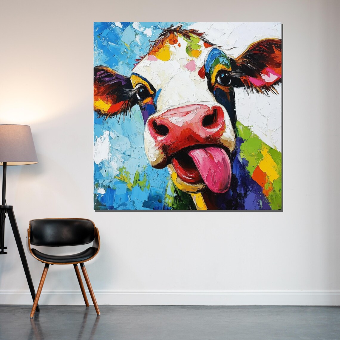 Colorful Cow Art, Whimsical Farm Animal Print - Image 2