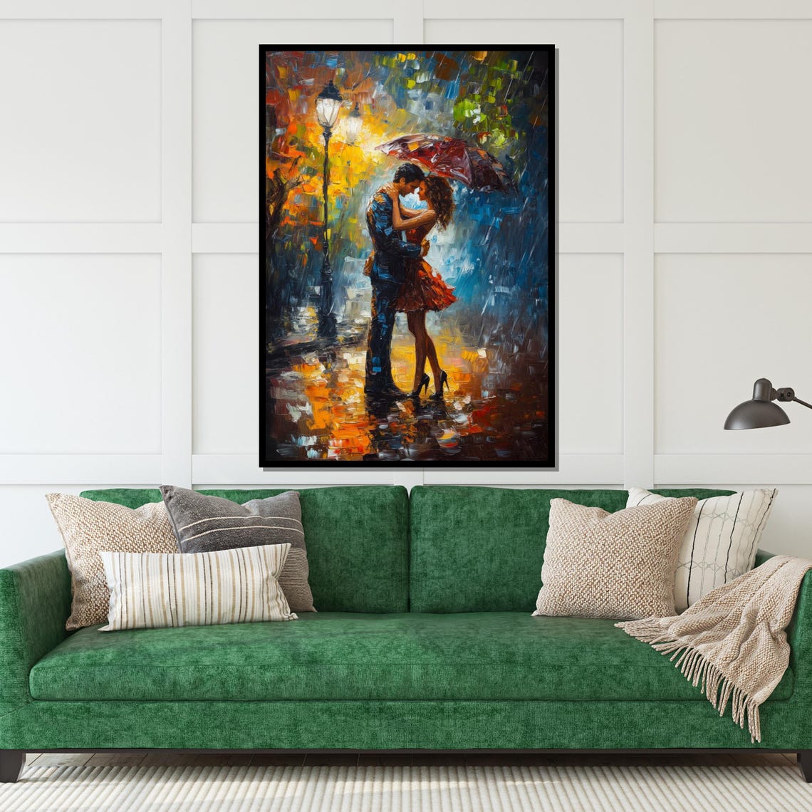 Lovers Under Red Umbrella Rainy Night Impressionist Love Poster - Image 5