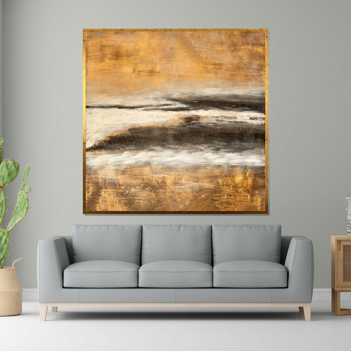Golden Abstract Landscape Amber Horizon Earth Tone Warm Print