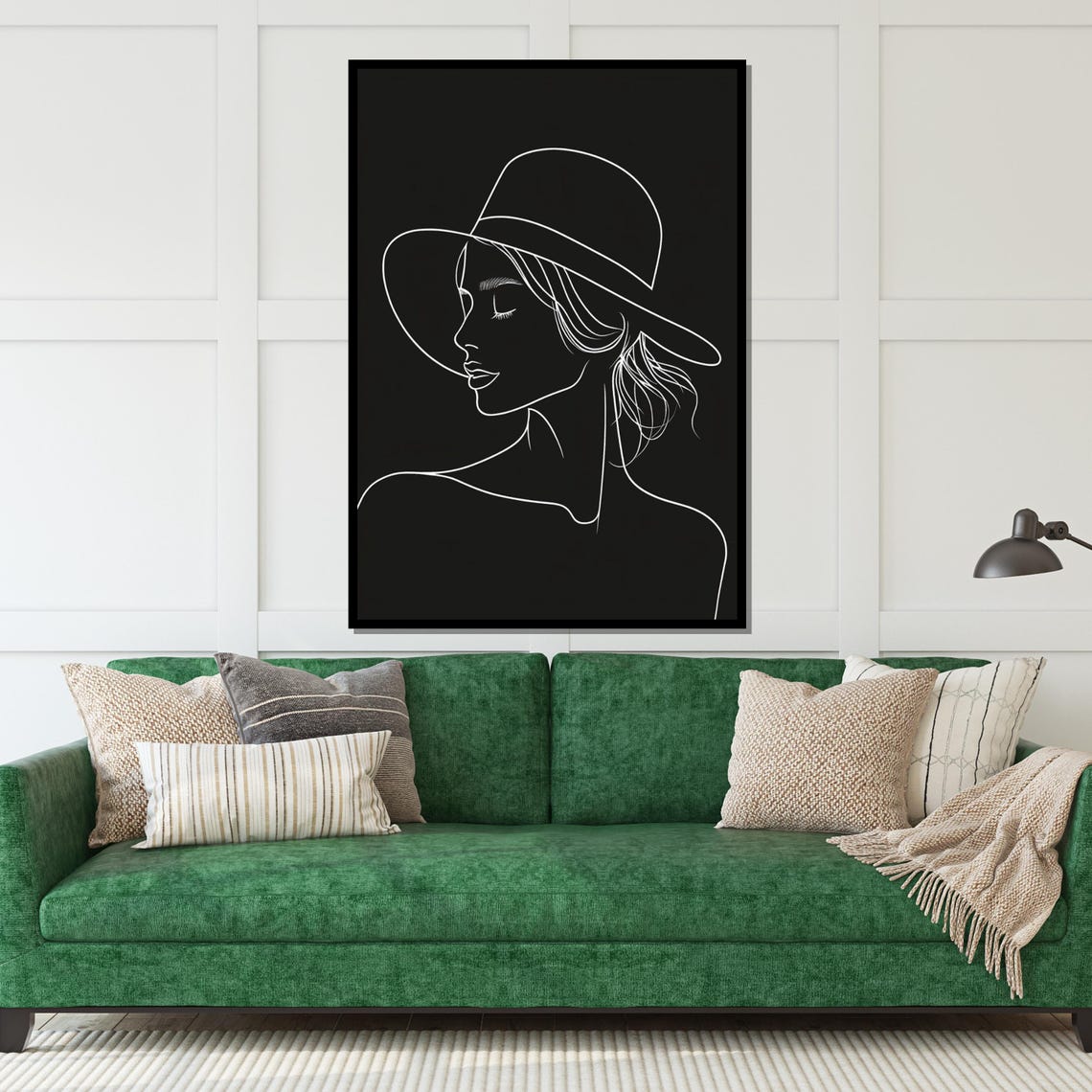 Minimalist Line Art Lady In Hat Black And White Elegant Design Poster - Image 5