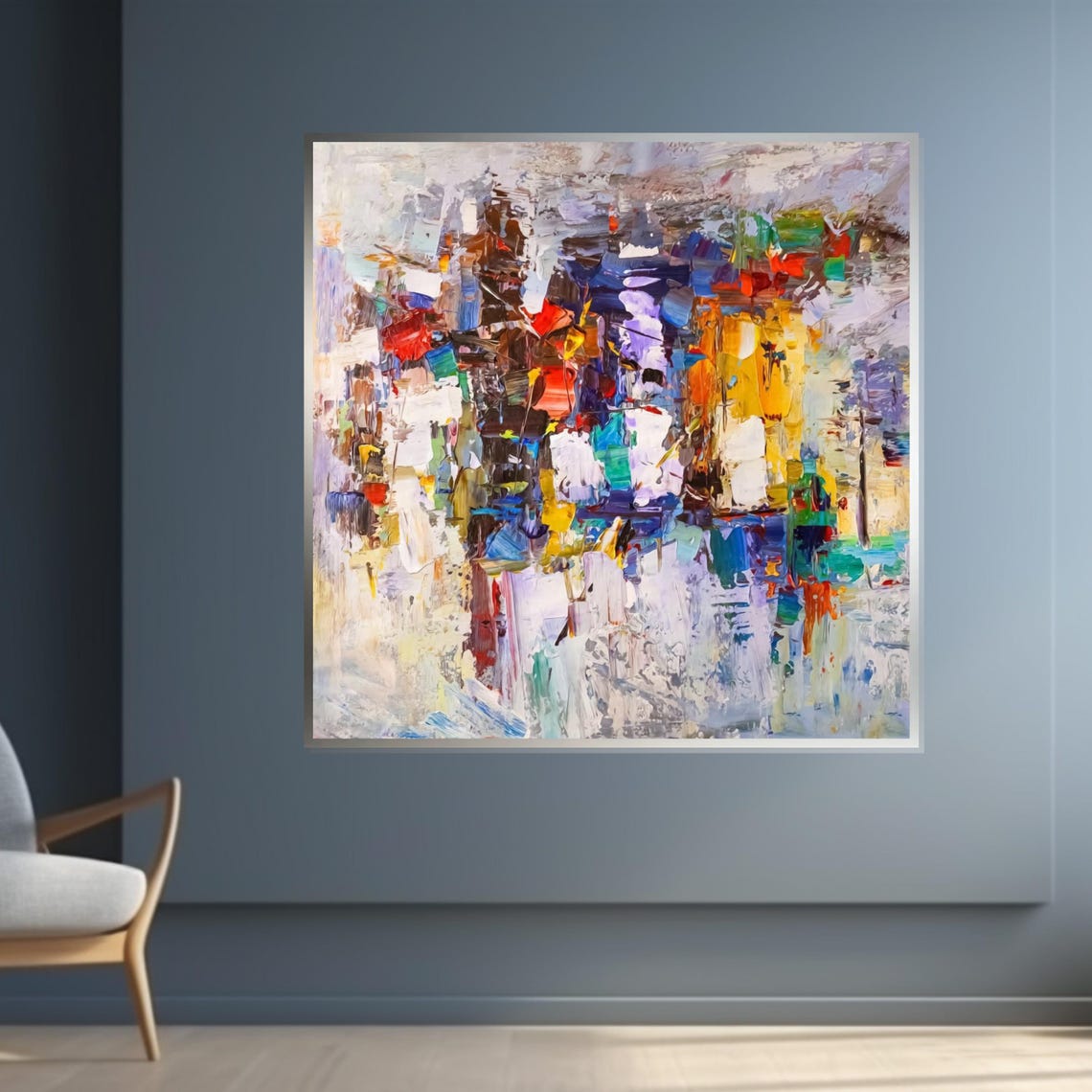 Multicolor Abstract Blocks Vibrant Impasto Texture Modern Print - Image 4