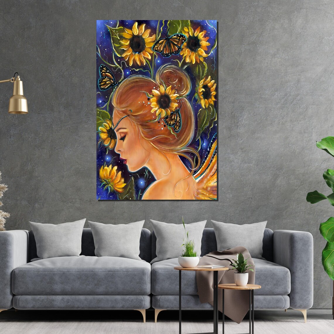 Sunflower Fairy Girl With Butterflies Whimsical Nature Dream Poster
