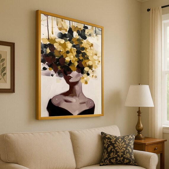 Abstract Woman Portrait Colorful Brushstrokes Modern Canvas Poster