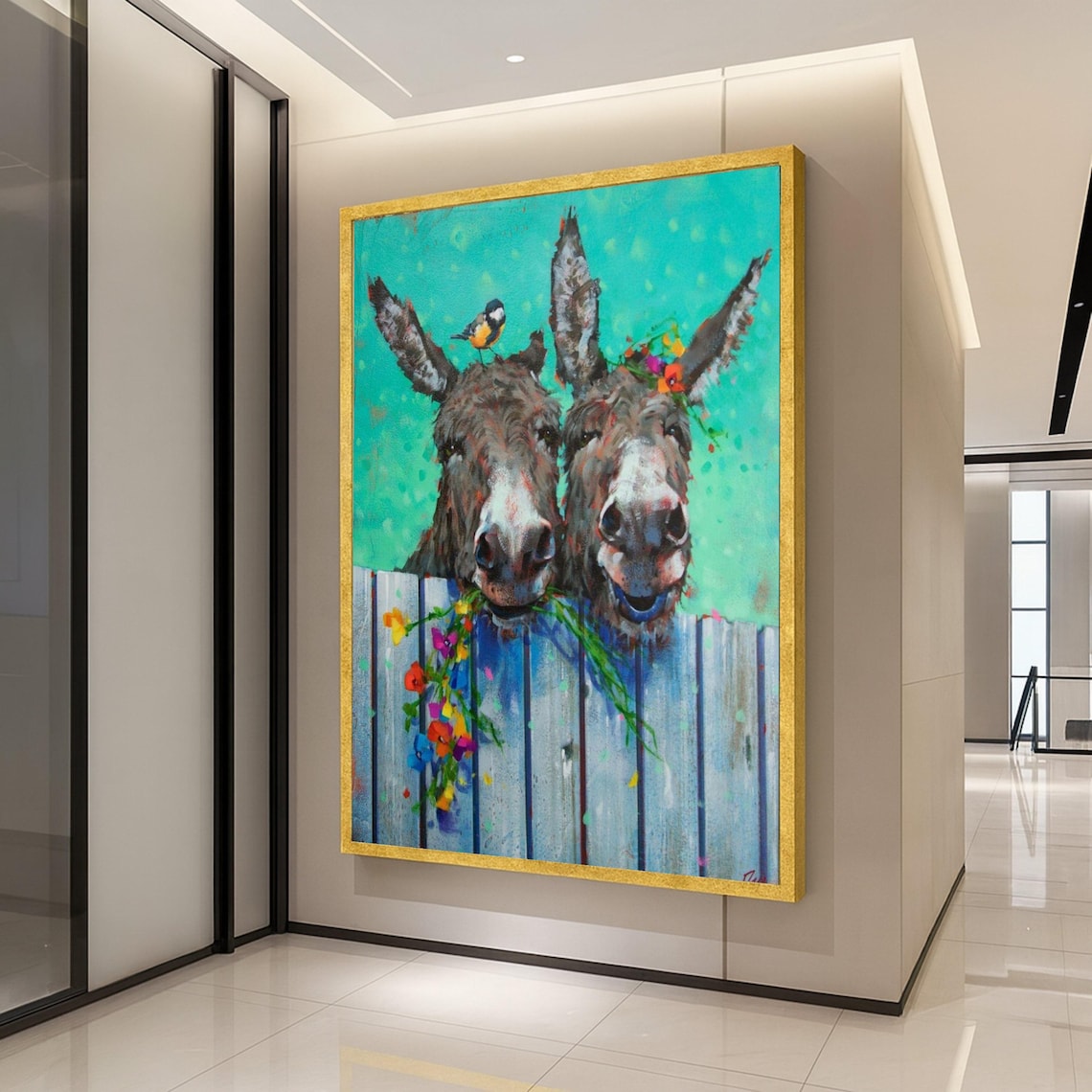 Funny Donkey Duo Farmhouse Animal Art Print