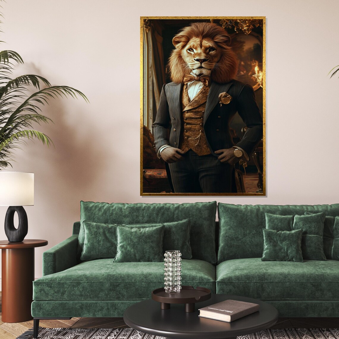 Lion Wearing Suit Gentleman Anthropomorphic Regal Animal Poster