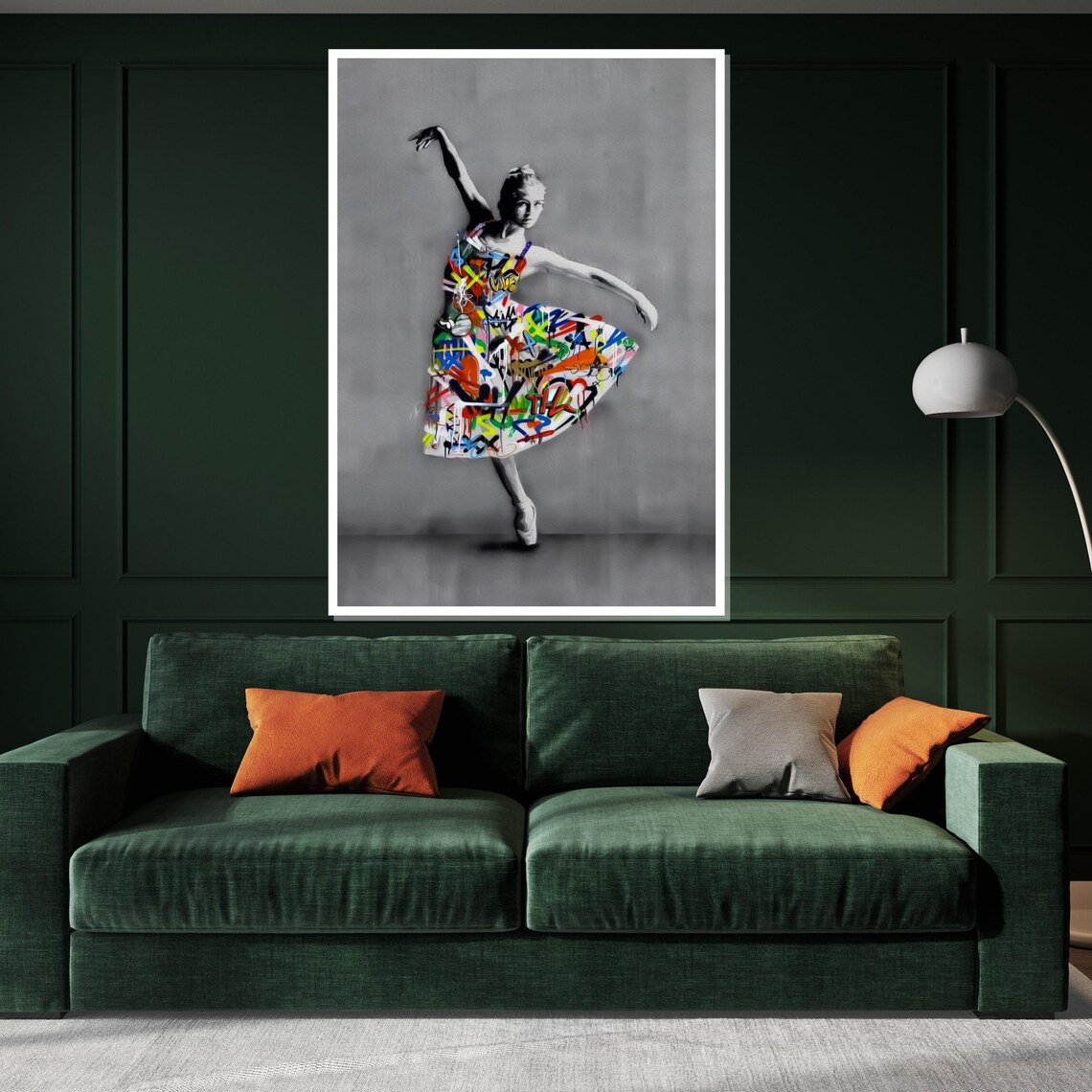 Ballet Dancer In Colorful Graffiti Tutu Monochrome Art Poster - Image 3