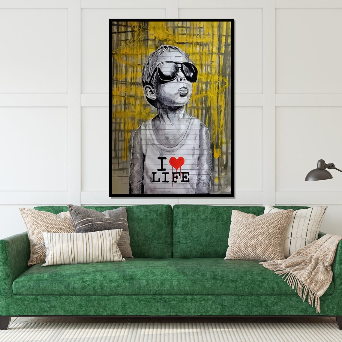 I Love Life Cool Kid Sunglasses Yellow Graffiti Street Art Poster - Image 5