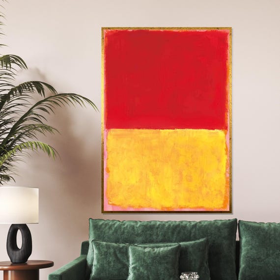 Abstract Red And Yellow Modern Art Minimalist Wall Art Design Bold Color Blocks Ready To Hang Wall Decoration