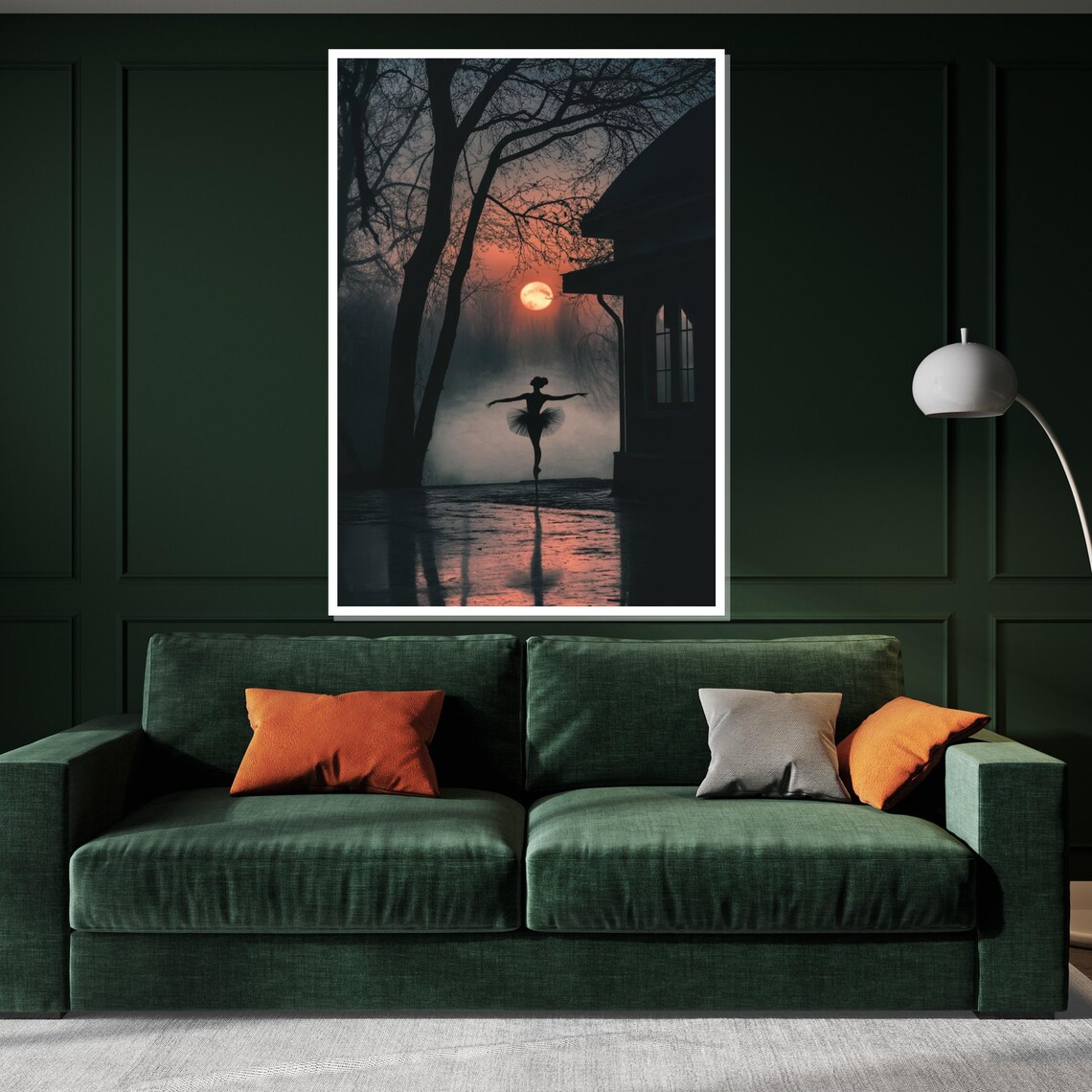 Ballerina Silhouette at Twilight Moonlit Wet Street Dance Poster - Image 3