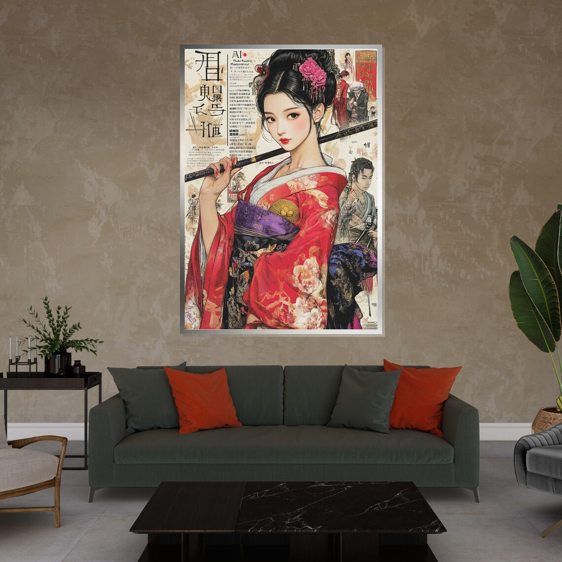 Geisha Elegance Japanese Kimono Lady Art Print - Image 4