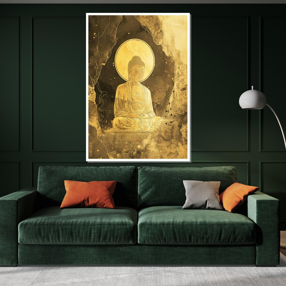 Golden Buddha Halo Gold Leaf Meditation Zen Serene Art Poster - Image 3