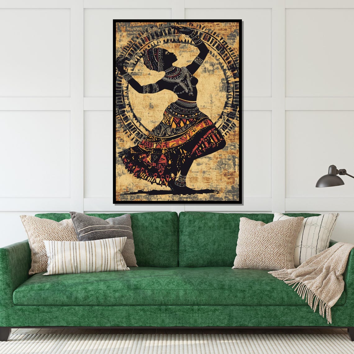 Tribal Dancer Silhouette Golden Textured Ethnic Motion Art Poster - Image 5