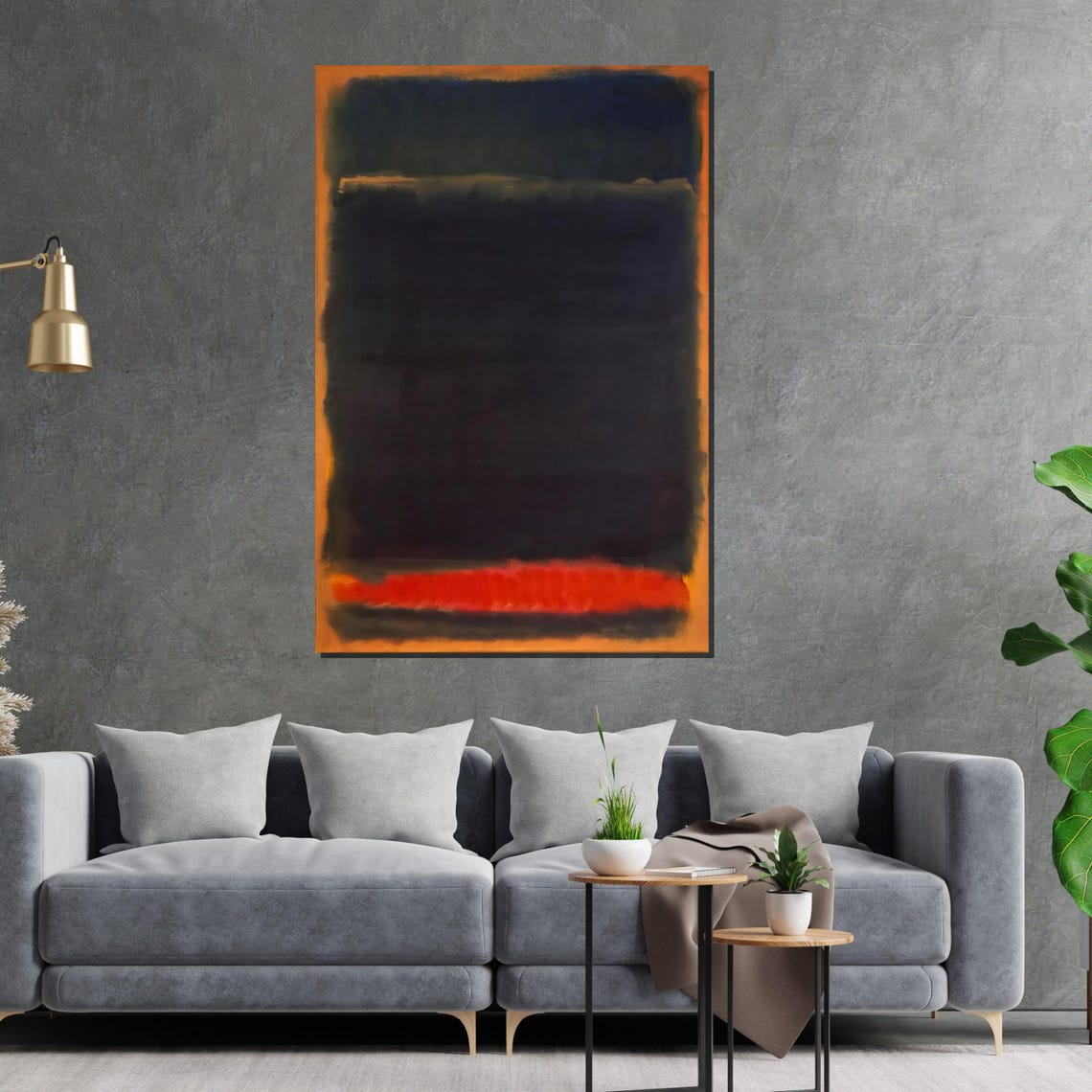 Dark Moody Black and Teal Color Field Abstract Gallery Art Poster - Image 2