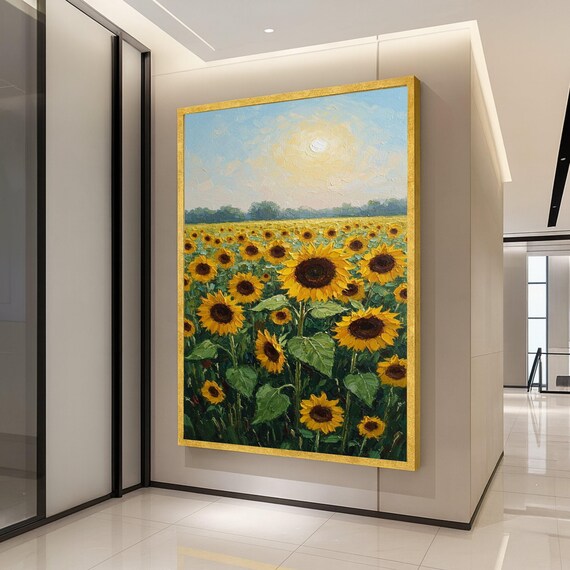 Sunflower Field Canvas Print Bright Nature Wall Art Ready To Hang Botanical Decor For Living Room Bedroom Or Office