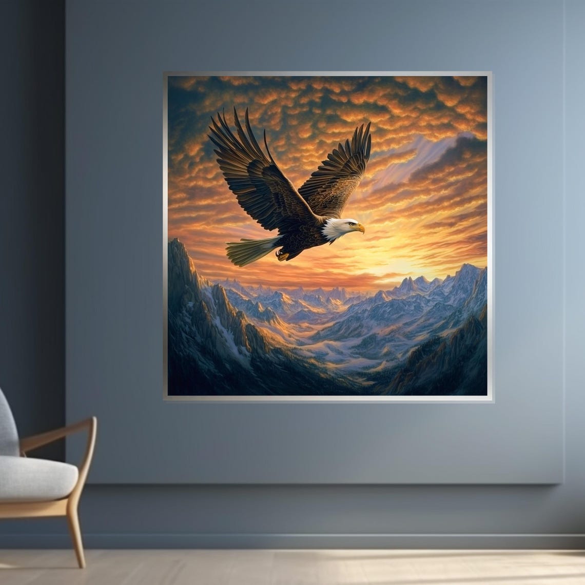 Bald Eagle Soaring Mountain Sunset Majestic Raptor Art Poster - Image 4