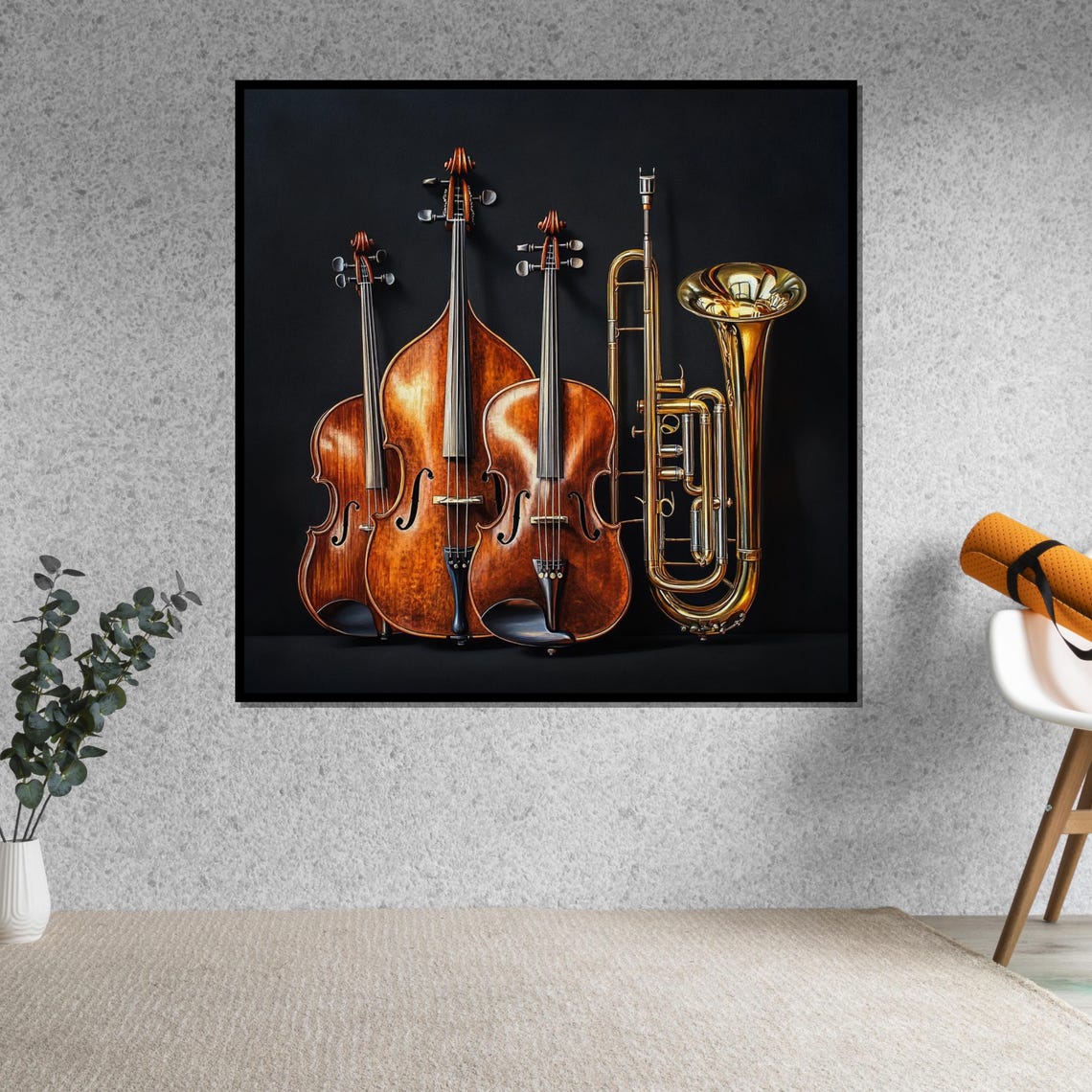 Classical Violin Cello and Tuba on Black Elegant Music Poster - Image 5