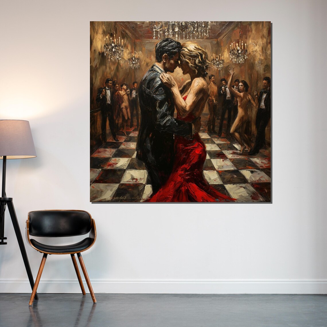 Passionate Tango Dance Couple Red Dress Romantic Ballroom Art Poster - Image 2
