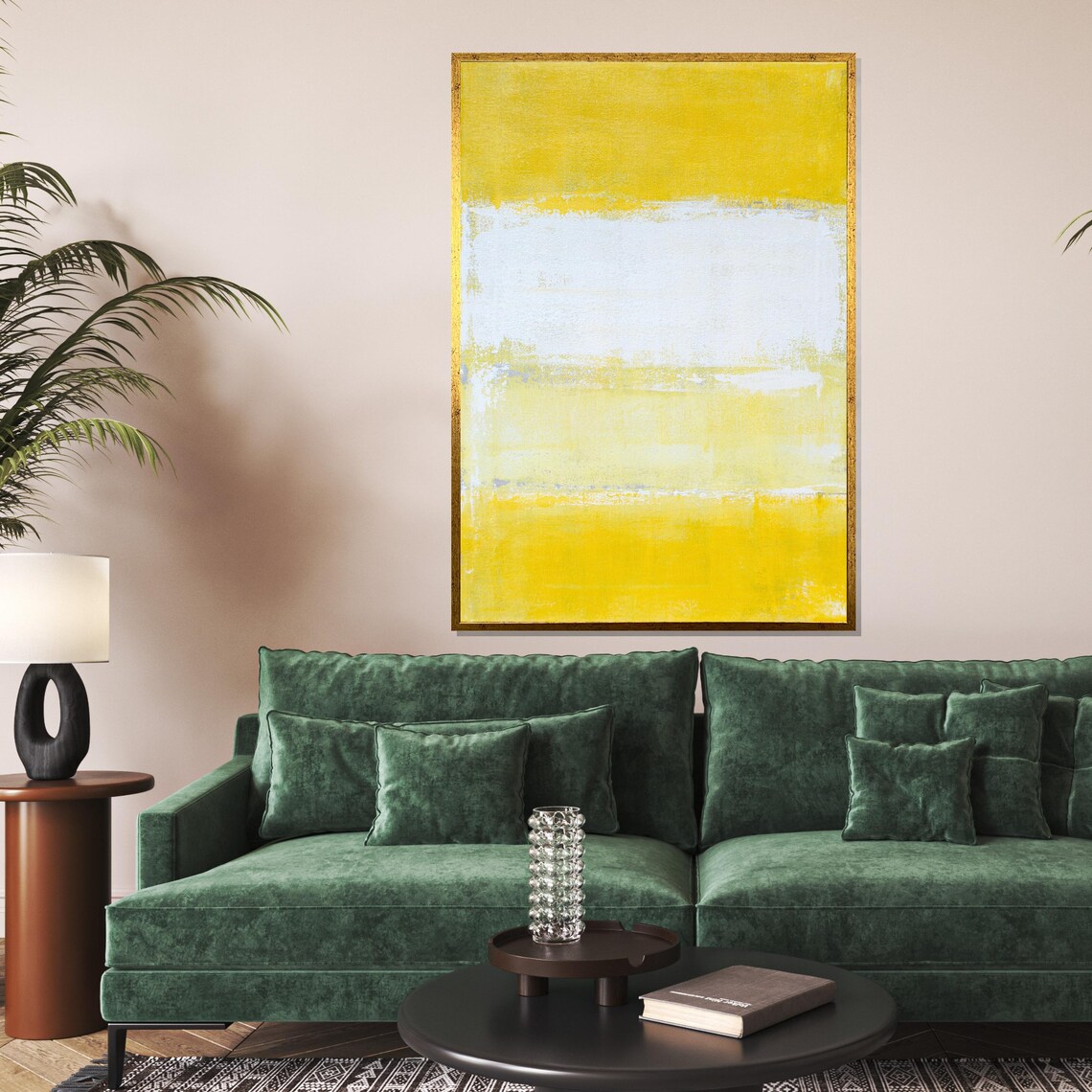 Golden Yellow White Color Field Minimalist Modern Art Poster