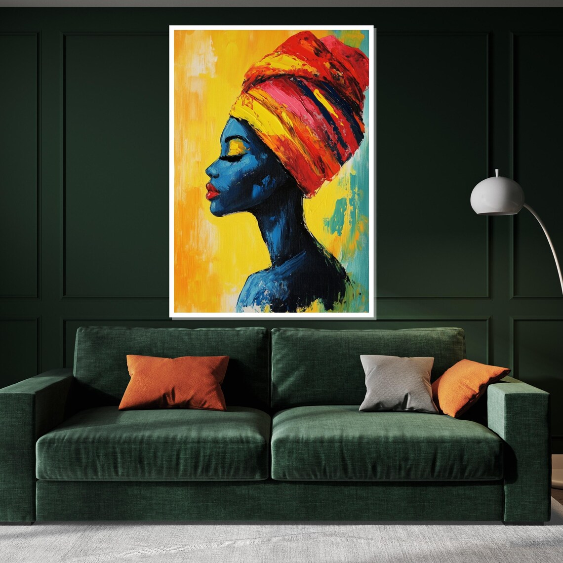 Vibrant Woman Colorful Turban Abstract Profile Beauty Art Poster - Image 3