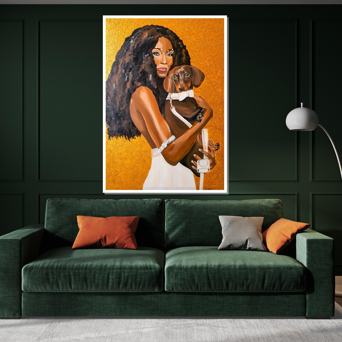 Woman Holding Dachshund Puppy Golden Portrait Dog Lover Poster - Image 3