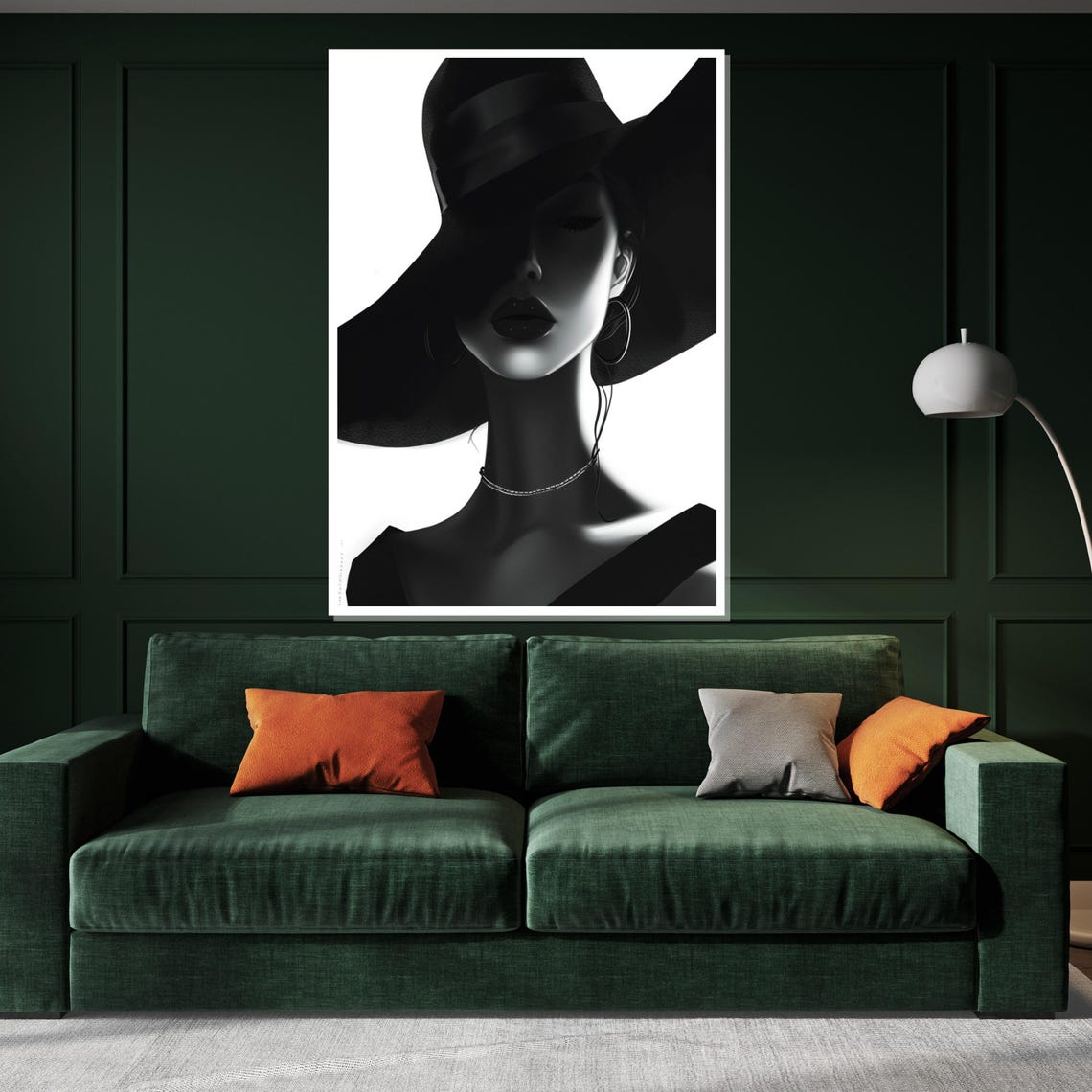 Elegant Monochrome Lady In Black Hat Fashion Portrait Style Poster - Image 3